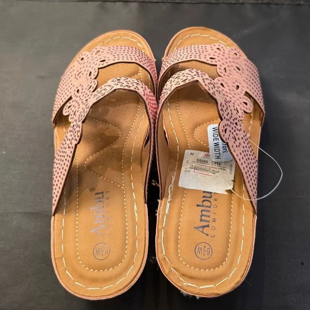BRAND NEW AMBU FLORAL DESING WOMEN'S MULE SANDAL